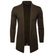 Осень, длинный рукав, мужской свитер-кардиган, однотонная трикотажная куртка, большие размеры, мужские повседневные винтажные длинные свитера