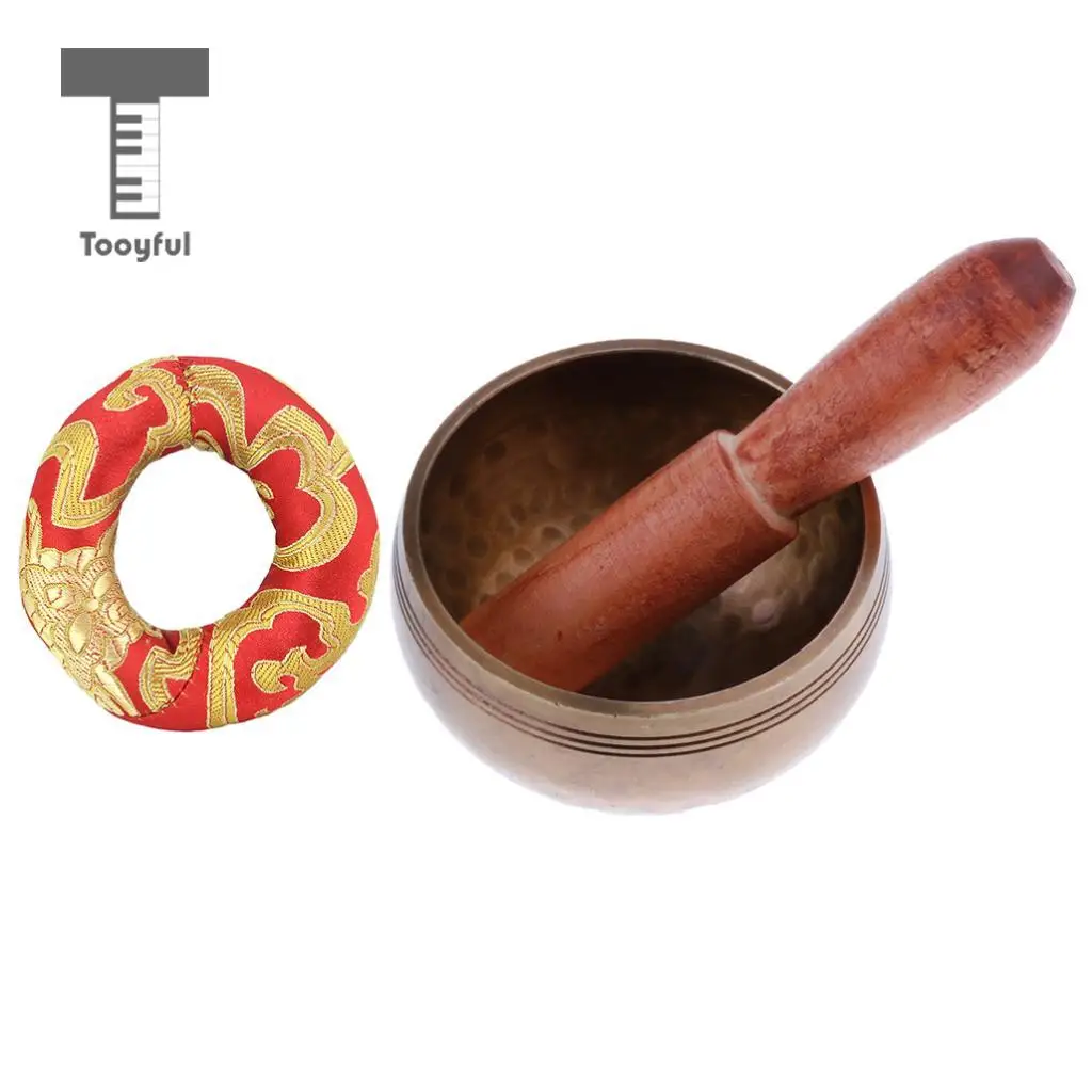 

Tibetan Singing Bowl Set with Wood &Silk Cushion for Yoga Meditation Gift