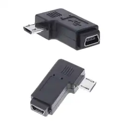 Правый 90 градусов Micro Mini USB разъем адаптера, Mini USB женщина к Micro USB Мужской адаптер прямой разъем L формы