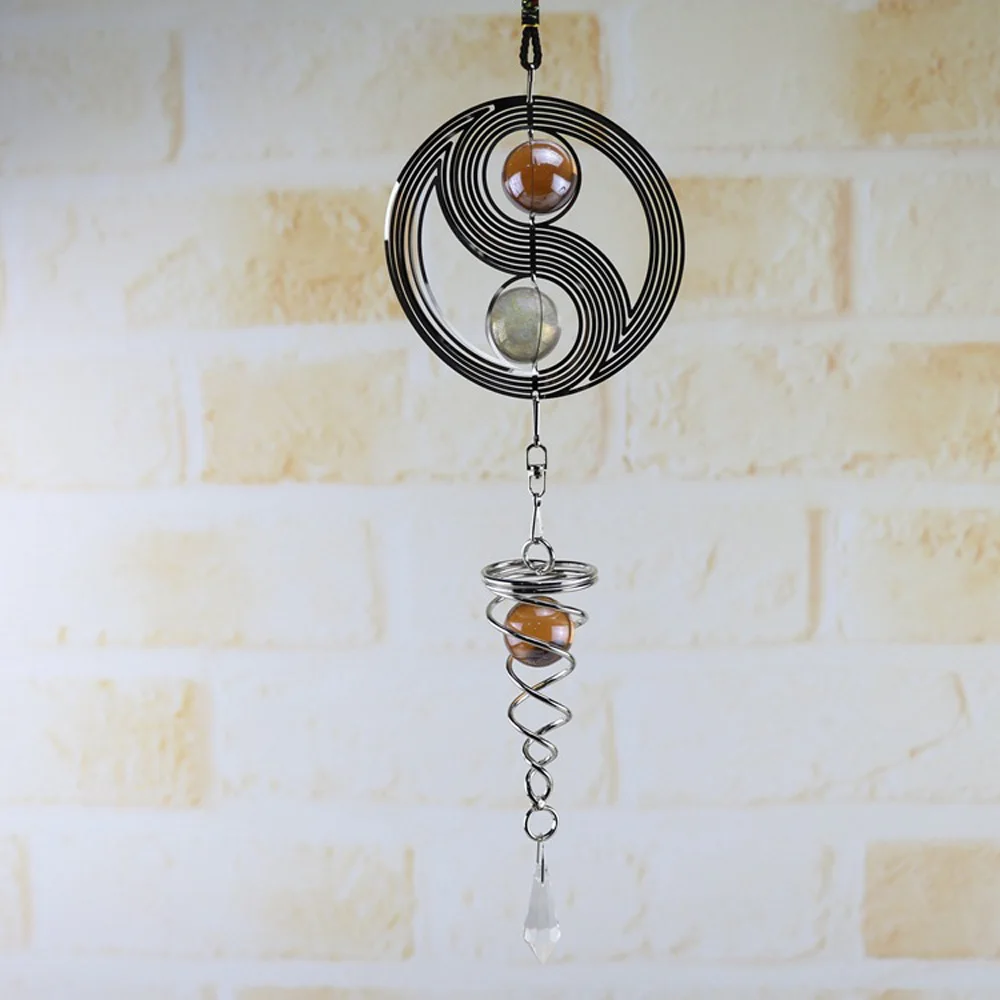 

1 PC 3D Metal Hanging Wind Spinner Wind Chime Glass Ball Center Church Home Room Garden Decor Decoration New