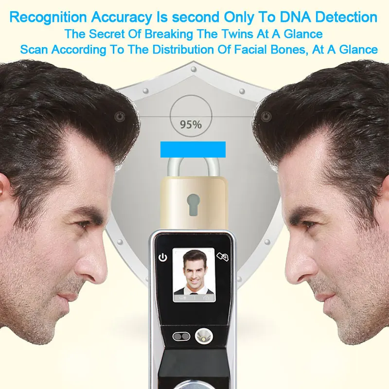 Eseye Digital Door Lock Smart Lock Door Security Card Touch Screen Keyless Face Recognition Home Digital Electronic Lock        