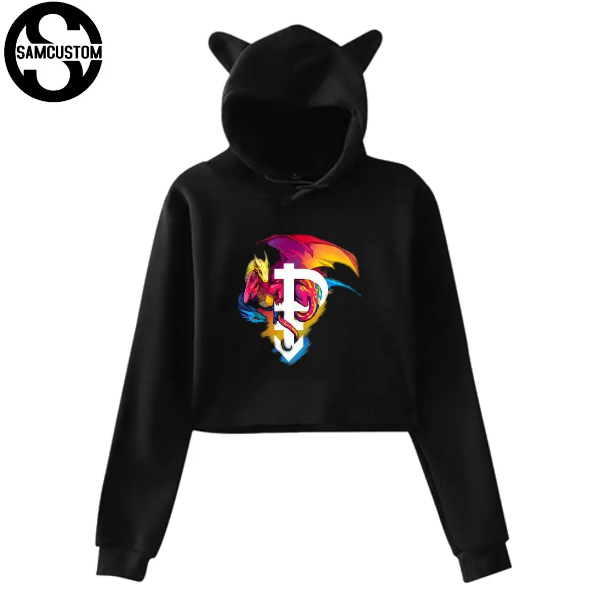 SAMCUSTOM Pansexual гордость Дракон 3D Женская кошачьими ушками мидриф с длинным рукавом Толстовка сексуальная девушка толстовка для отдыха пуловер