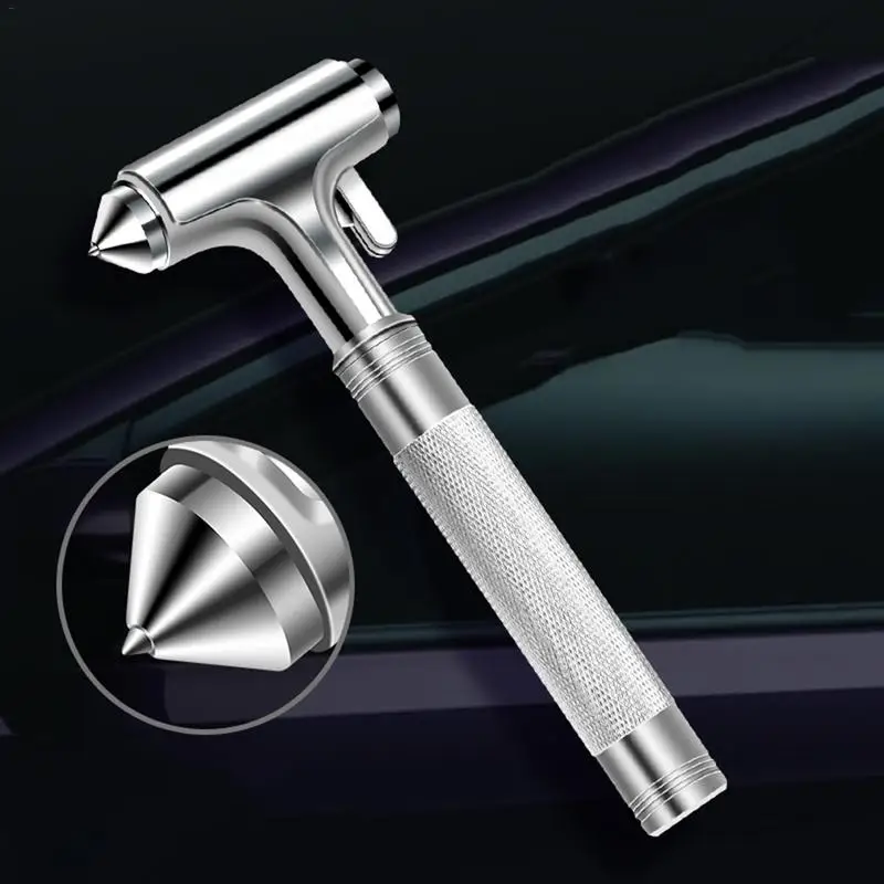 

Automotive Metal Multi-function Safety Hammer Vehicle Multi-purpose Emergency Tool Sharp Cut Off Your Seat Belt Silver Hammer