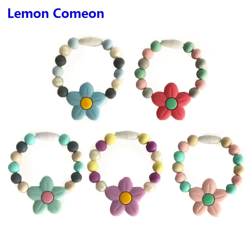 

Lemon Comeon Baby Teether Flower Silicone Teething Ring Bracelet Bangle Toy Food Grade Silicone Teether BPA Free Baby Product