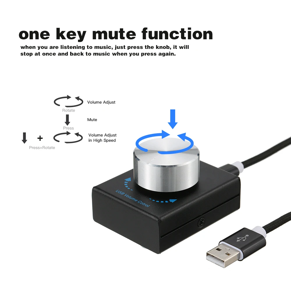 USB регулятор громкости компьютера динамик аудио с одной клавишей функция