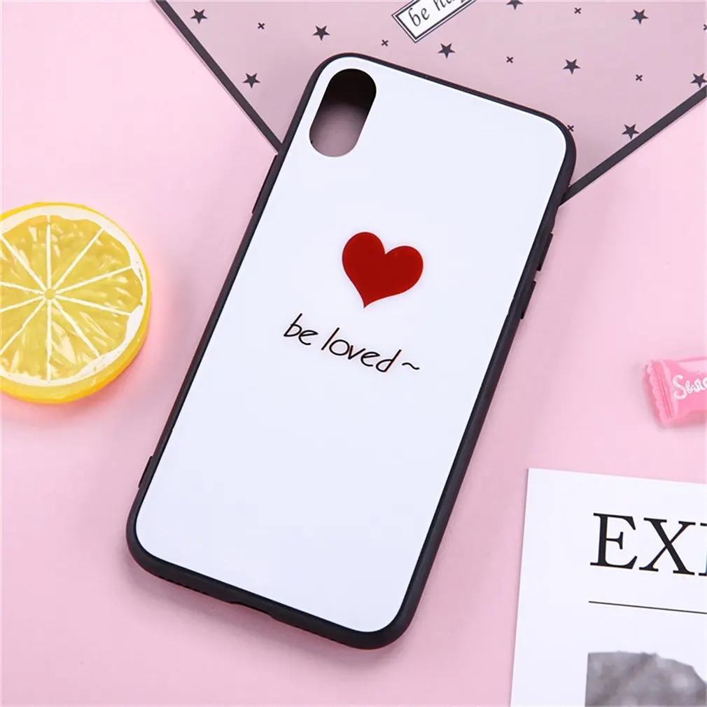 Red Love Rose Aurora Glass Phone Case Cover Shell Cellphone Case Protection Man Woman Fashion Accessories,Mobile Phone