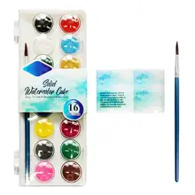 Портативный 16 Цвета одноцветное акварель пигмент кисть для смазывания торта Set Draw картина инструмент с кистью товары для рукоделия