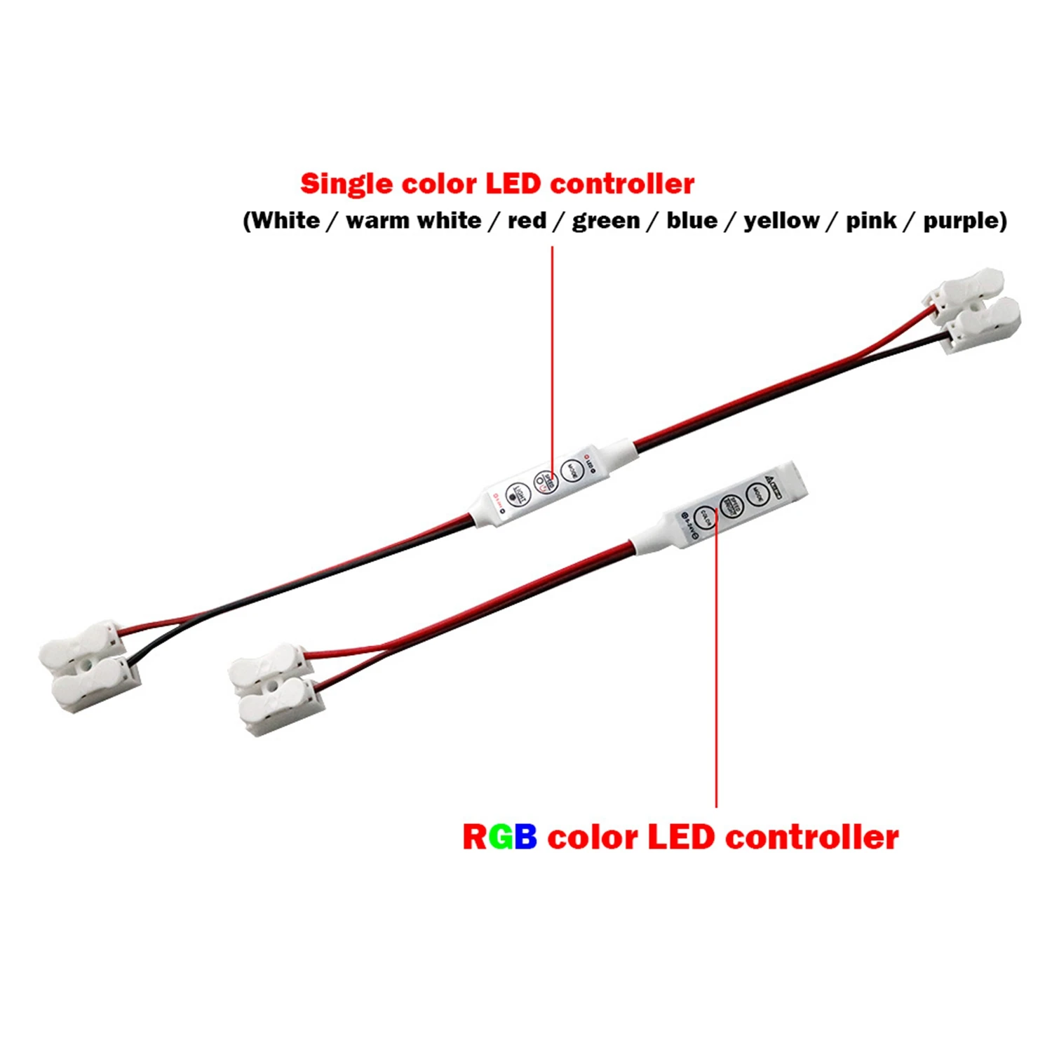 DC 5-24V Mini RGB Led Controller / Single Color LED Controler Dimmer with 2Pin Connector for led 3528 5050 5630 Strip Light JQ
