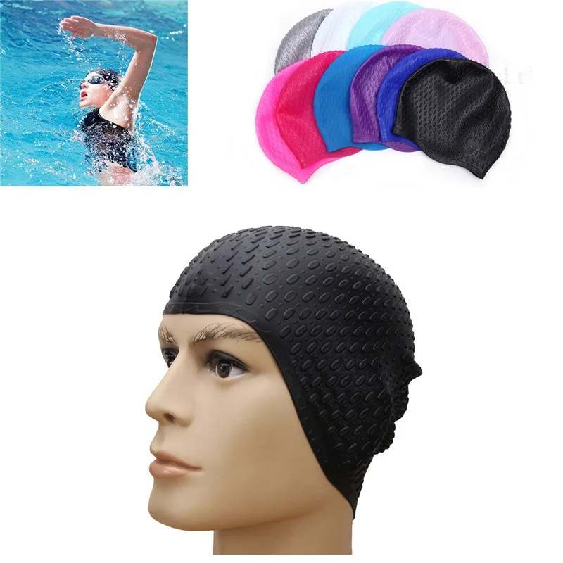 1pcs Professional Silicone Swimming Caps Free Size Fashionable Bubble