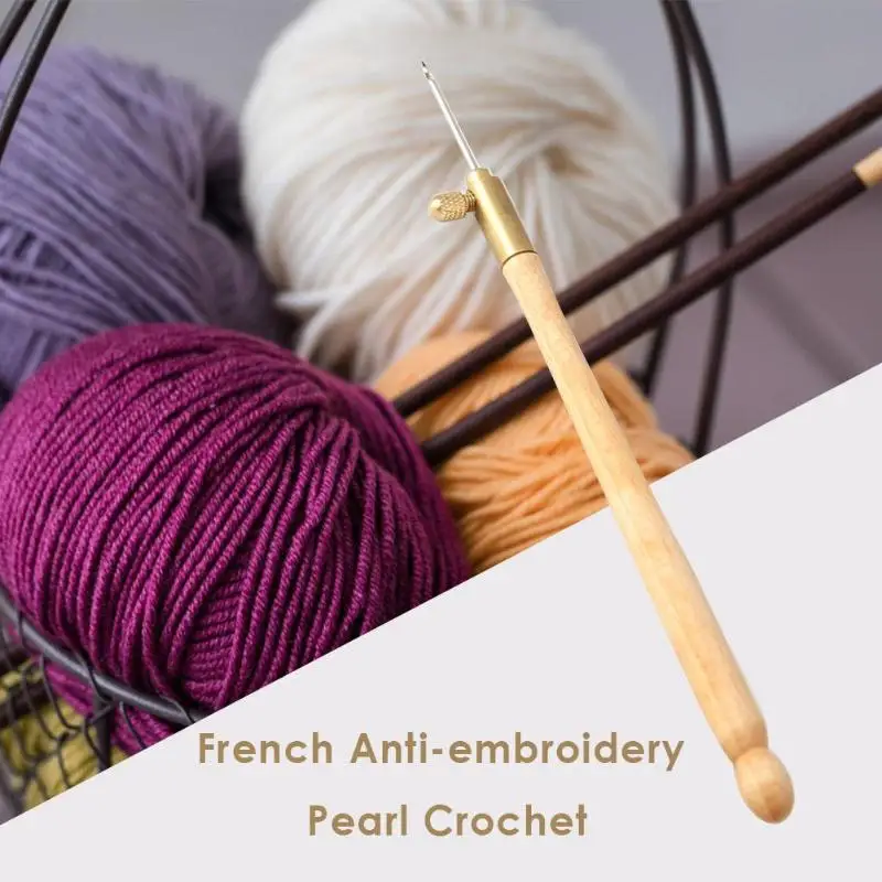 

1 Pcs Wooden Handle Tambour Crochet Hook with 3 Needles French Crochet Embroidery Beading Hoop Sewing Tool Set DIY Craft