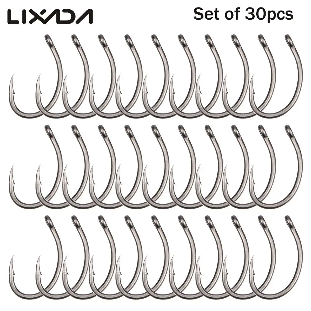 

Lixada 30Pcs/lot Fishing Curve Hooks 6#/8#/10# PEFT Barbed Fishhooks Carp Fishing Hooks Fishing Tackle Accessories