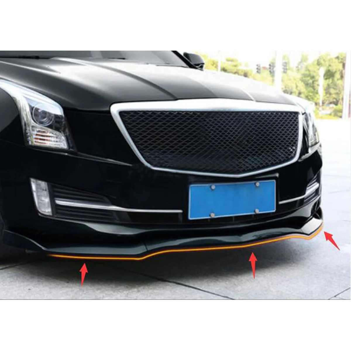 3 piezas de labio de parachoques delantero del coche para Cadillac ATS 2015-2018 piezas exteriores parachoques delantero del coche brillo de labios negro recorte cubierta 3 piezas de labio de parachoques delantero del coche para Cadillac ATS 2015-2018 piezas exteriores parachoques delantero del coche brillo de labios negro recorte cubierta