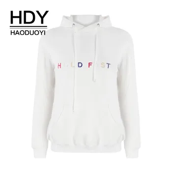 

HDY Haoduoyi Sport New Fashion Women Hoodie Alphabetic Embroidered Cap Pull-rope Garment