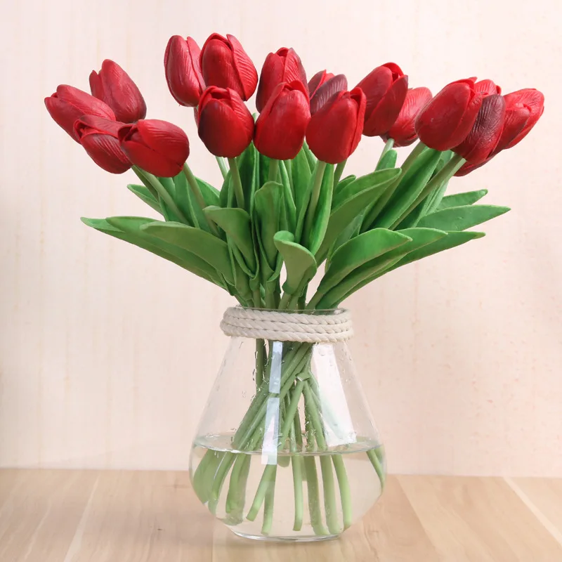 

1PC Real Touch Tulips Artificial Flowers Latex Artificial Bouquet Fake Flower Mini Tulip For Home Wedding Decoration Flowers