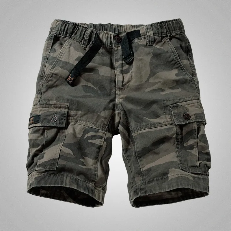 Mens Camouflage Shorts Cargo Military Shorts Casual Multi Pocket Solid Color Loose Shorts Men Army Short 2