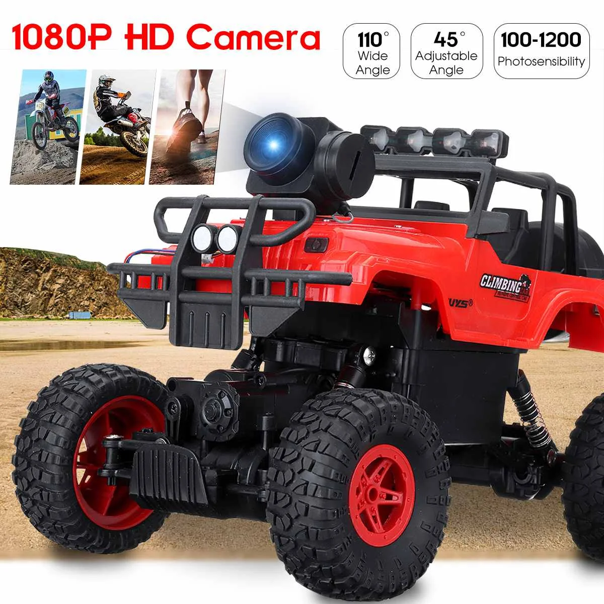 

2. 4G remote control Car with 1080P camera RC Tank Car rock climbing off-road vehicle For Boys Kids Gift
