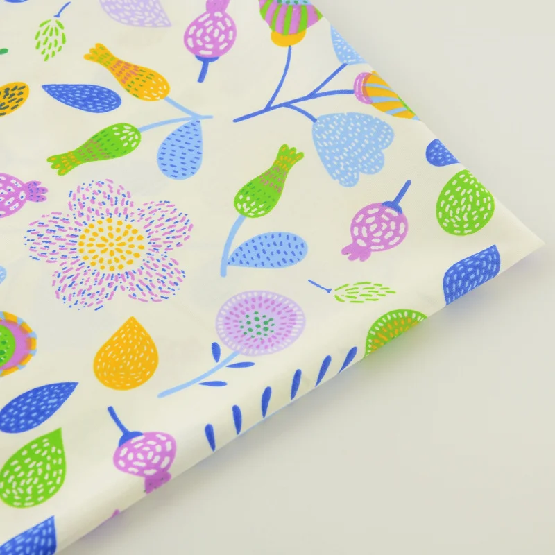 

Home Textile White Cotton Fabric Floral Quilting Patchwork Fabrics Scrapbooking Tissue Sewing Cloth Bedding Clothing Doll Telas