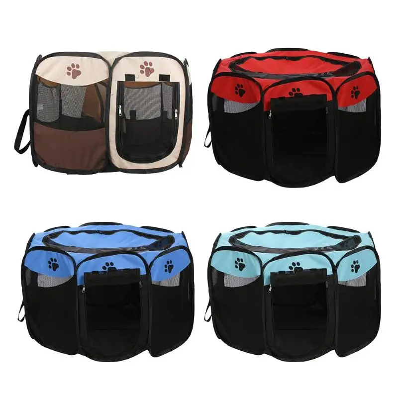 

Portable Folding Pet Dog Tent House Cage Puppy Dogs Cat Outdoor Kennel Fence Pets Supplies PVC plastic mesh Octagonal Fence