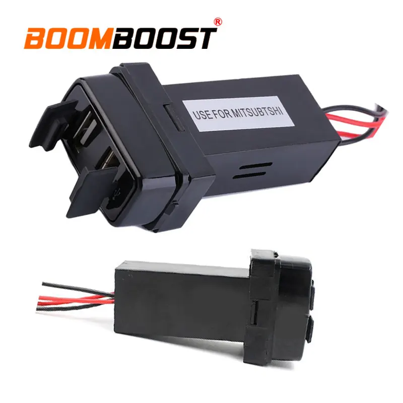 Hot Dual USB Ports Socket Dashboard USB Car Charger 5V for Mitsubishi