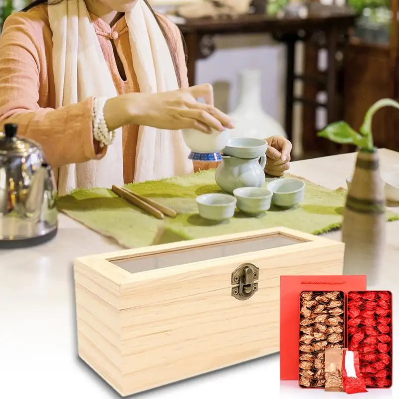 Натуральный деревянный чайный пакетик, органайзер для украшений, коробка для хранения, 3 отделения, чайная коробка из дерева пакет сахара, контейнер