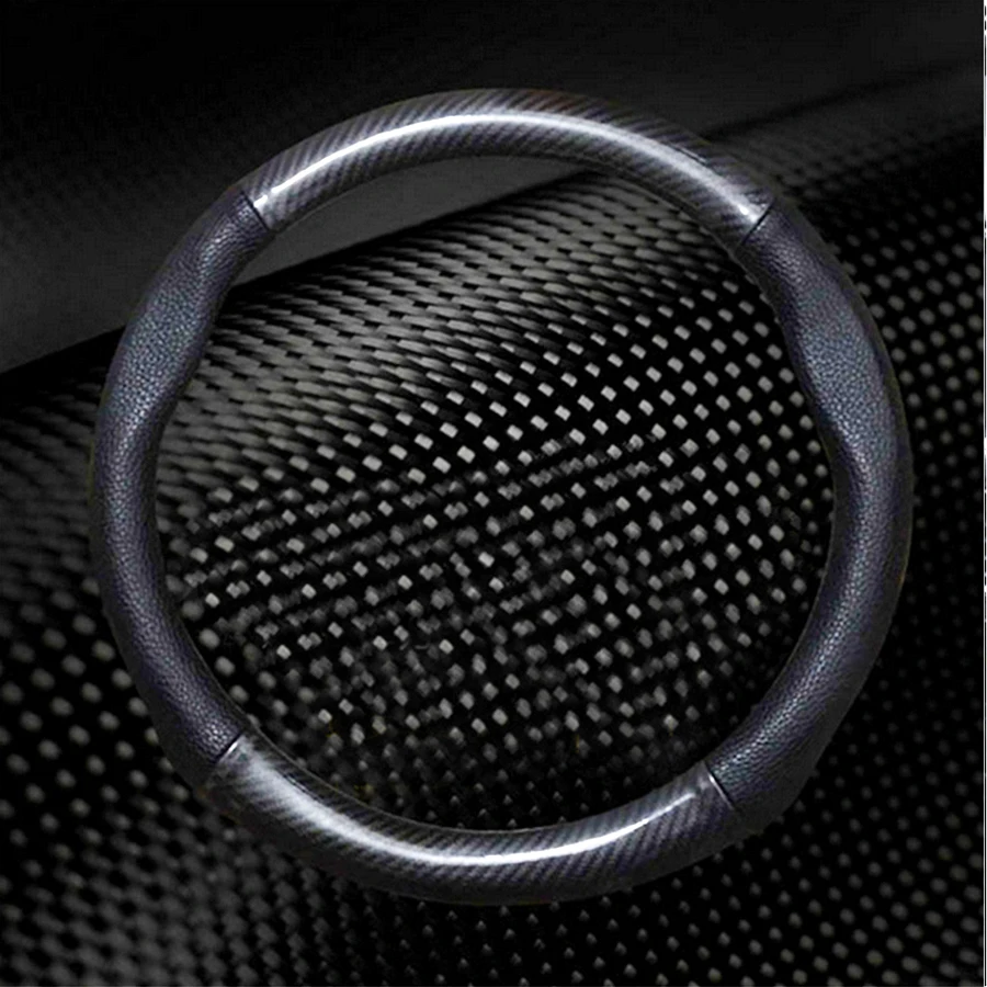 

Carbon Fiber Steering Wheel Cover For BMW Audi Toyota Honda Hyundai Mercedes-Benz Kia Leather Carbon Fiber Cover