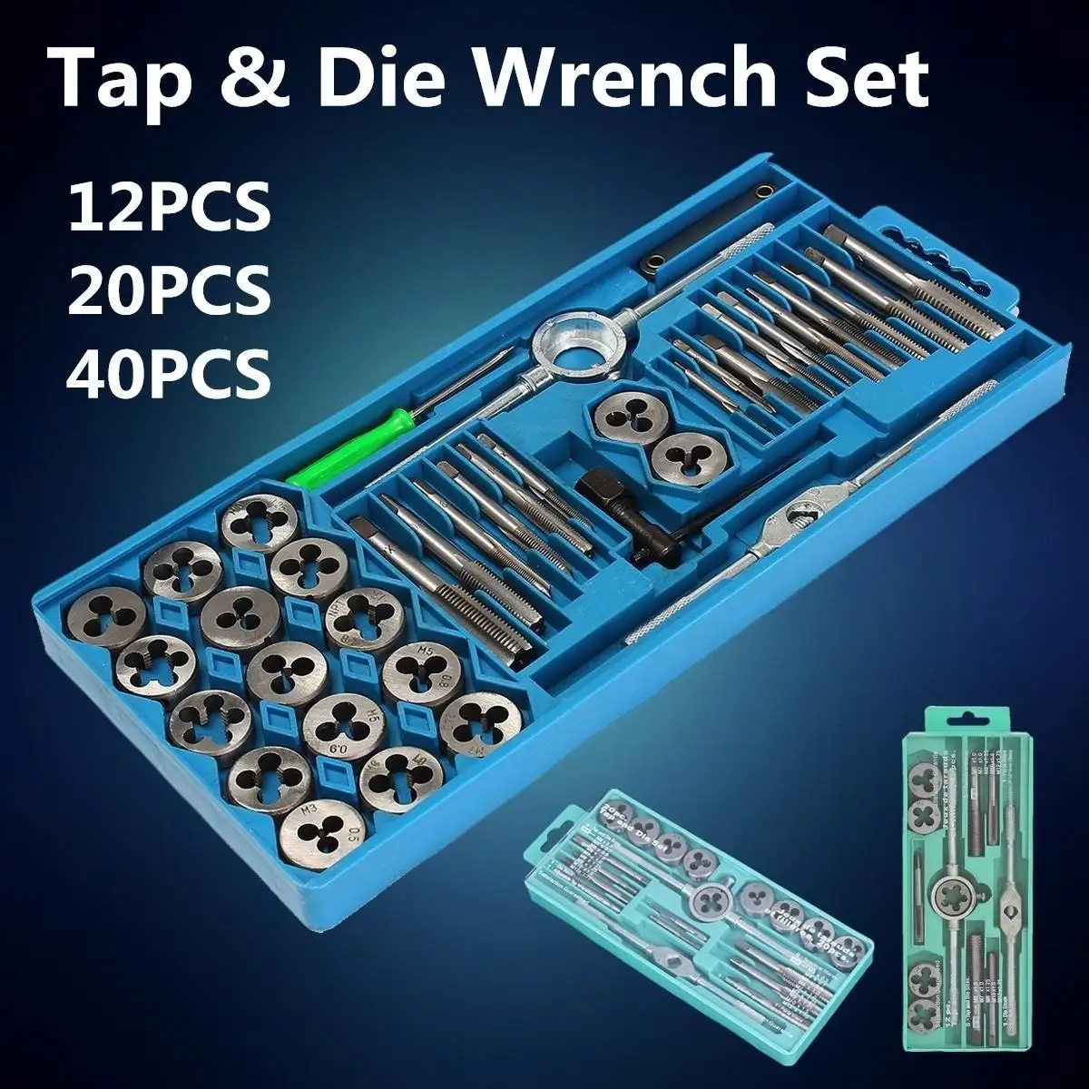 

12/20 pcs M6-M12/M3-M12 Metric Tap with 5pcs Die and Adjustable Tap Wrench Nut Bolt Alloy Metal Hand Tools