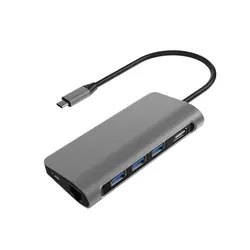 8 в 1 программный ключ hdmi Pd 4 к Ethernet ЛВС Usb 3,0 Usb 2,0 Pd Sd/Tf кардридер комбинированный концентратор разветвитель зарядный порт usb-c концентратор