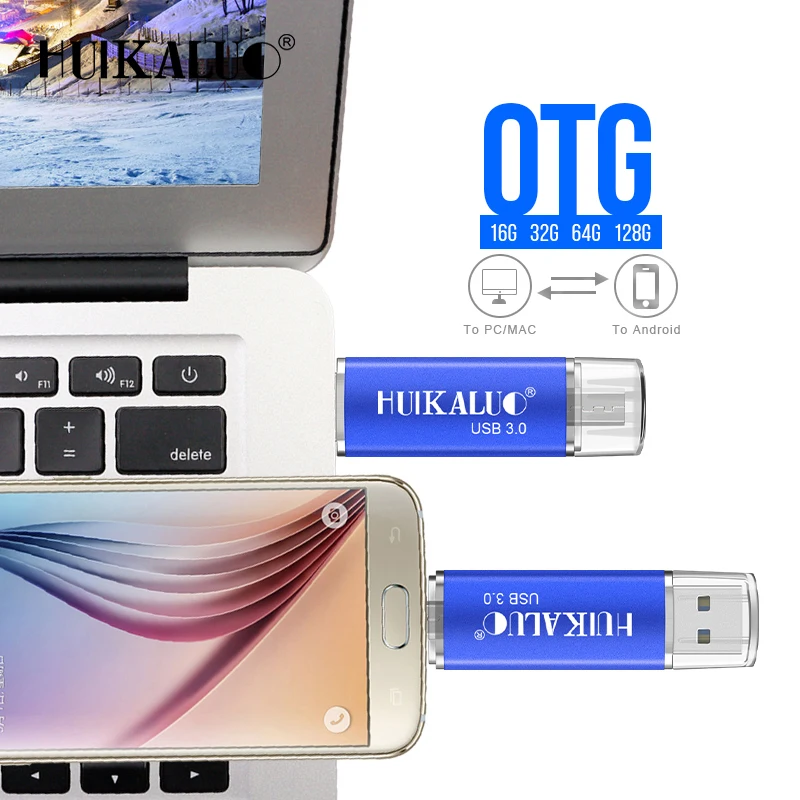 Новые яркие Портативный USB 3 0 Flash Drive OTG накопитель 16 ГБ 32 64 и 128 для Smart