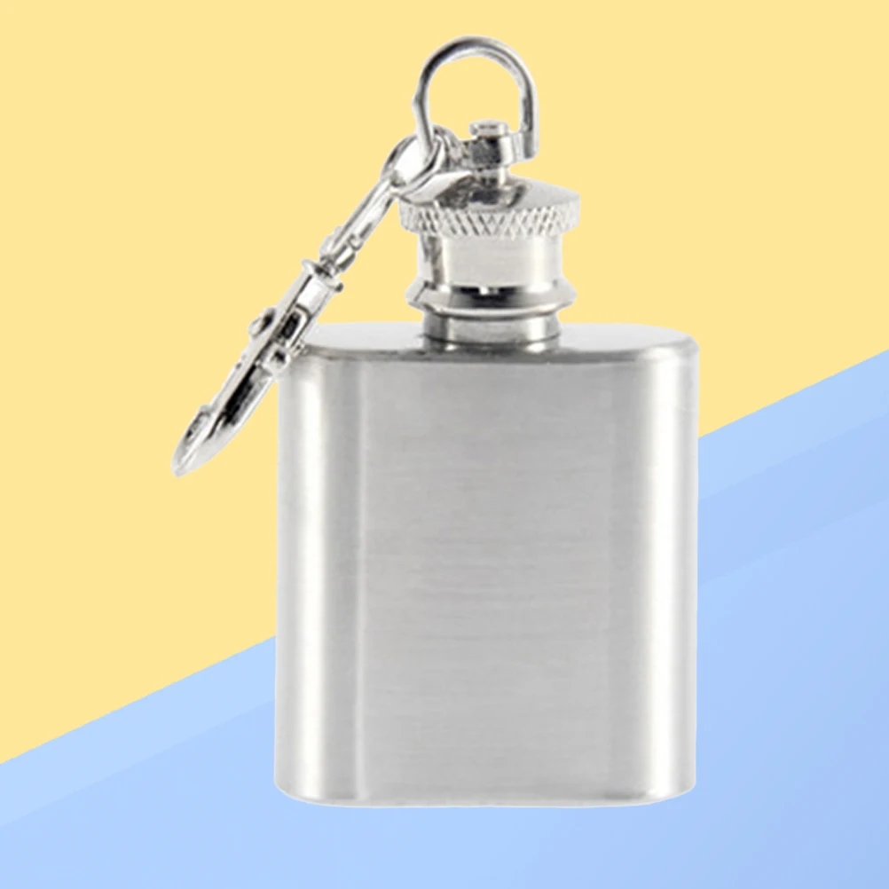

1 Pc 28ML Lid Jug Professional Stainless Steel Portable Hip Flask Flagon Whiskey Bottle with Keychain for Women Adults Men
