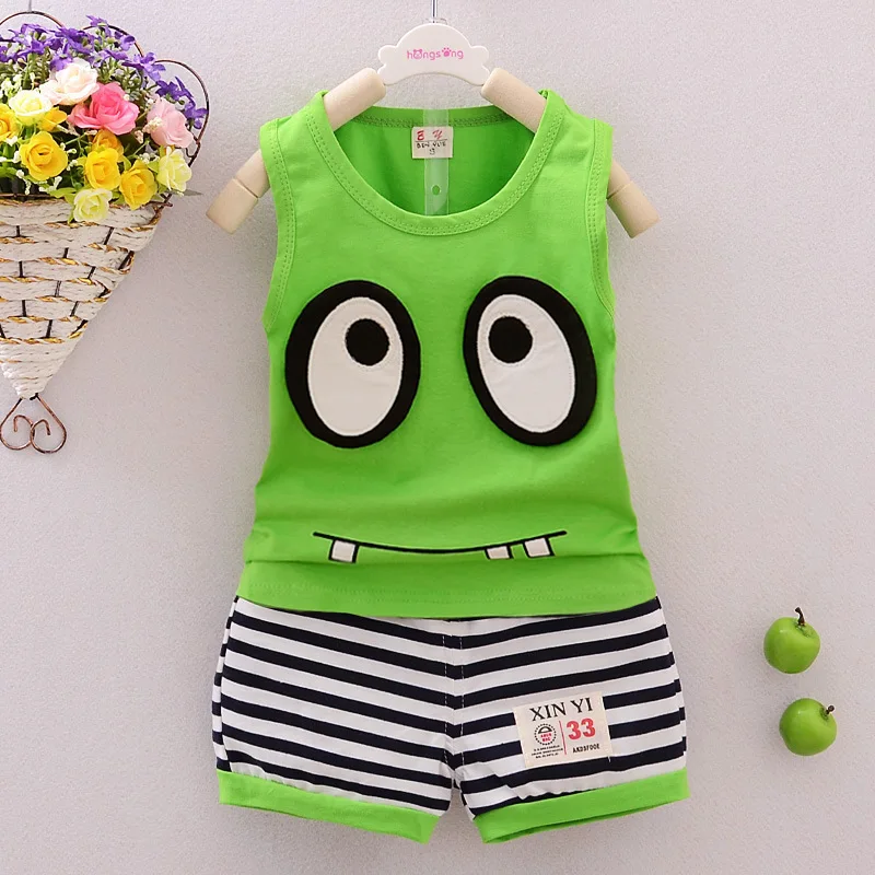 

Fashion Summer Children Boys Girls Clothes Baby Cartoon Tracksuits Infant Clothing Kids Cotton Vest Shorts 2Pcs/Set Toddler Suit