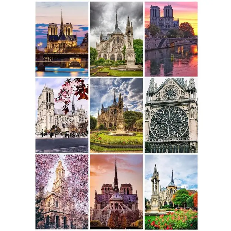 

Diy 5d Diamond Mosaic Paris France Notre Dame Diamond Painting Full Drill Square/round Embroidery Sale Castle
