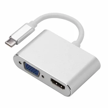 

Jimier USB-C USB 3.1 Type C to HDMI 4K 30HZ & VGA 1080p Adapter for Mac Pro Laptop Monitor HDTV