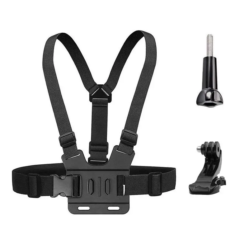 

Chest Mount Harness Strap for Gopro Hero 6 5 4 3 3+ Session Black PC+ aluminum alloy Thumb Screw +J-Hook- Fully Adjustable Str