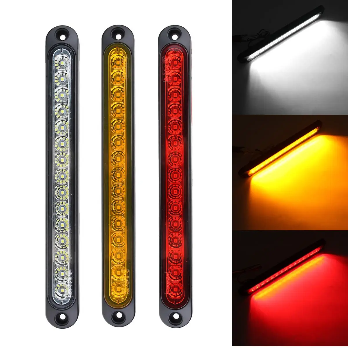 

12V 24V Yellow Red White Lights Universal LED Stop Tail Light for Tray Back Ultra-Slim Trailer Truck UTE Blinker