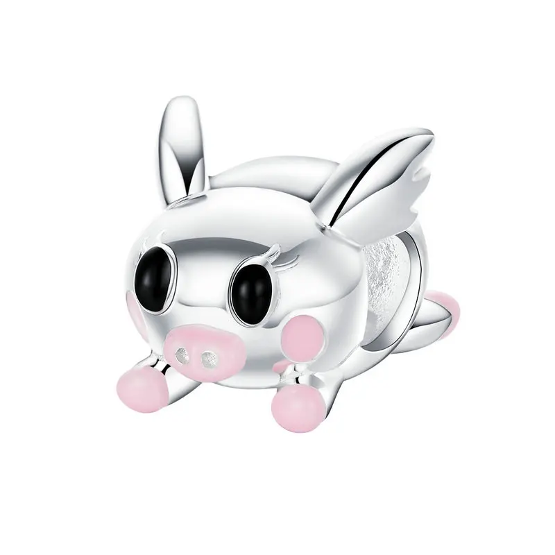 

MOWIMO Real 925 Sterling Silver Animal Piggy Pendant Charm Bead Fit Original pandora Bracelets & Bangles Jewelry Making BNC031