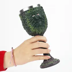 Готический бокал вина с зеленый лист дерева человек из нержавеющей стали, в стиле ретро и смолы Кубок вина лучший день рождения подарки на