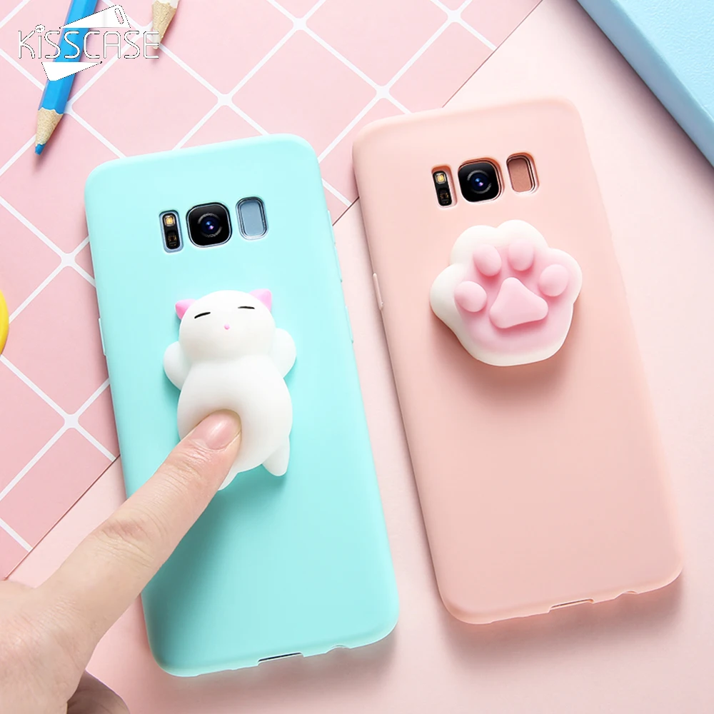 Силиконовый чехол KISSCASE Squishy Cat для Samsung Galaxy Note 8 S8 Plus S7 S6 J3 J5 J7 A3 A5 A7 2017 Чехлы 3D милый