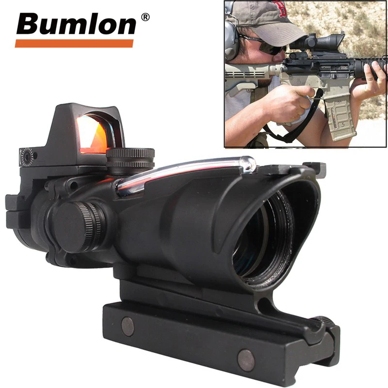 

Fast Shipping service Real Green Red Fiber ACOG 4X32 with RMR Red Dot with Markings For Shooting Tactical Hunting Rifle Scope