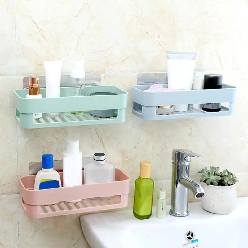

Plastic Wall Mounted Sink Drain Rack Organizer Bathroom Kitchen Storage Hanging Storage Basket Cloth Sponge Makeup Holder Shelf
