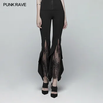 

Punk Rave Gothic Women Pants Trousers Party Fashion Casual Flared Lace Hollow Out Victorian Leggings for Women