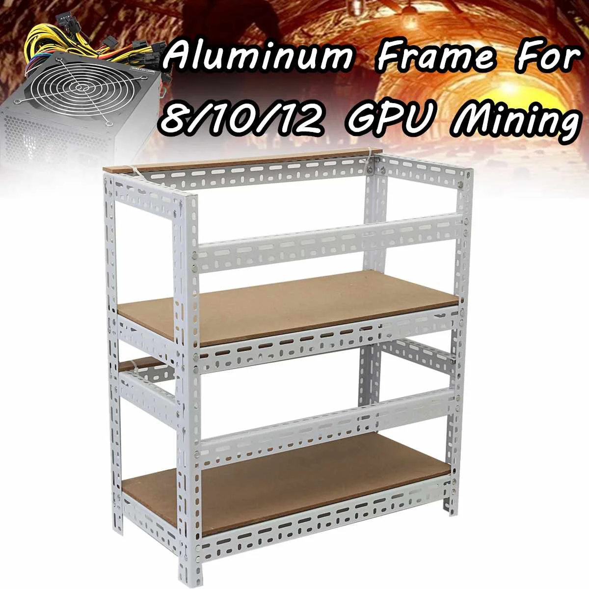 

8/10/12 GPU Aluminum Open Air Mining Miner Rig Stackable Frame Case For Ethereum New Arrival