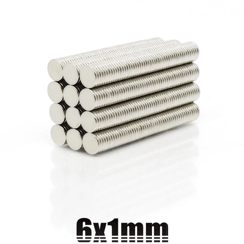 

500pcs 6x1mm neodymium magnet 6*1 mm strong rare earth neodymium disc small magnets 6x1 mm NdFeB permanent magnetic 6mm*1mm