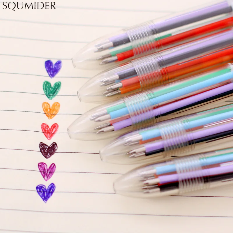 1pcs Novelty Multicolor Ballpoint Pen Multifunction 6 In1 Colorful Stationery Creative School Supplies Transparent pen student 300sheets transparent rainbow index memo pad it sticky notepads paper sticker notes bookmark school supplies kawaii stationery