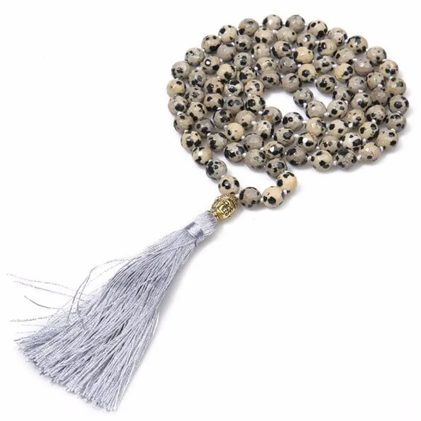 

Spotted stone Knot necklace Wristband cuff Bless Buddhism Tibet silver Tassel spirituality Meditation Healing mala MONK