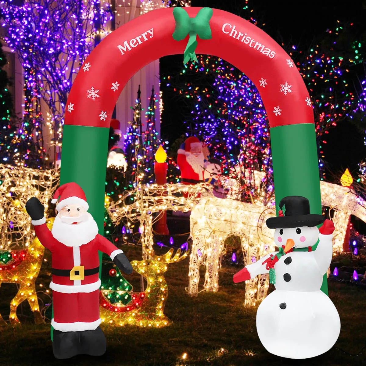 2.4M Giant Inflatable Snow Arches Toy Santa Claus Christmas Decoration