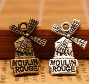 

200pcs Exquisite Dutch windmill Popular in Europe America charms pendants 20*14MM bronze Antique silver Handmade accessories