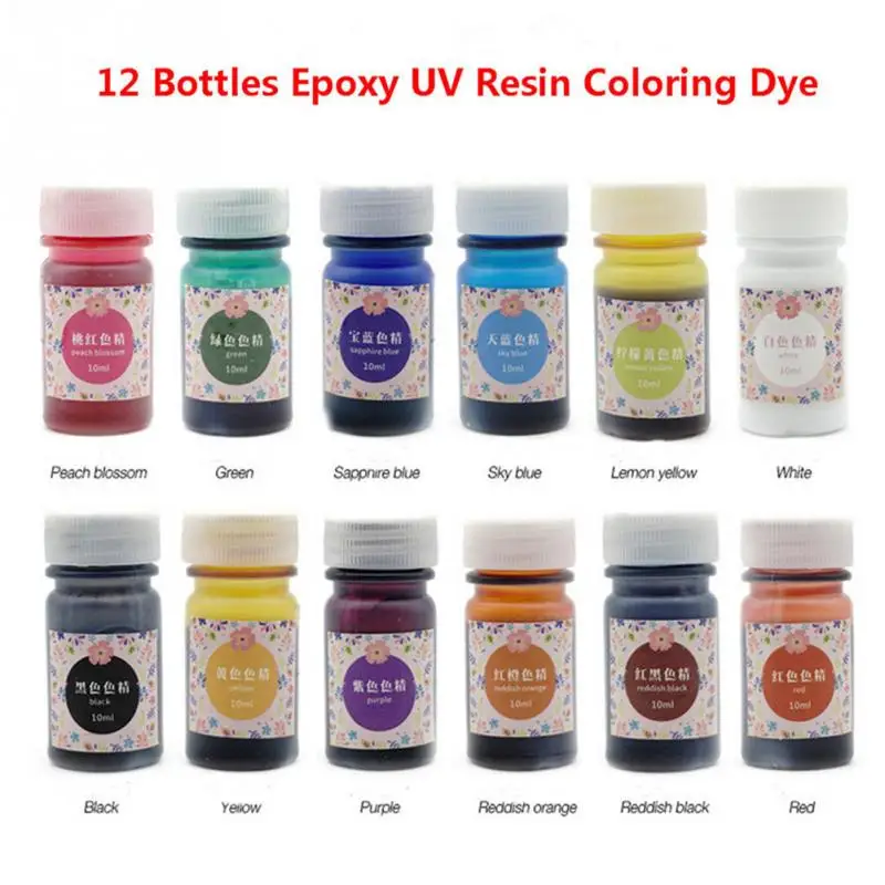 

12 Bottles 10ml UV Resin Liquid Pearl Dye Pigment Epoxy Color For DIY Crystal Jewelry Making Crafts #1105