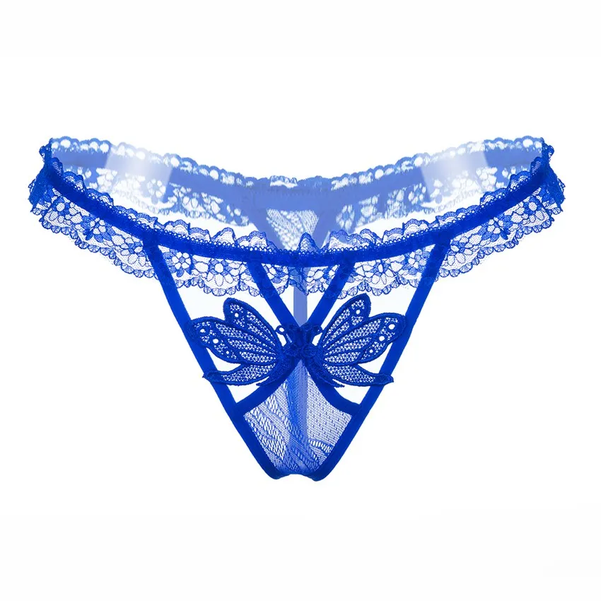 Женские сексуальные кружевные трусики стринги G String с вышивкой бабочки нижнее