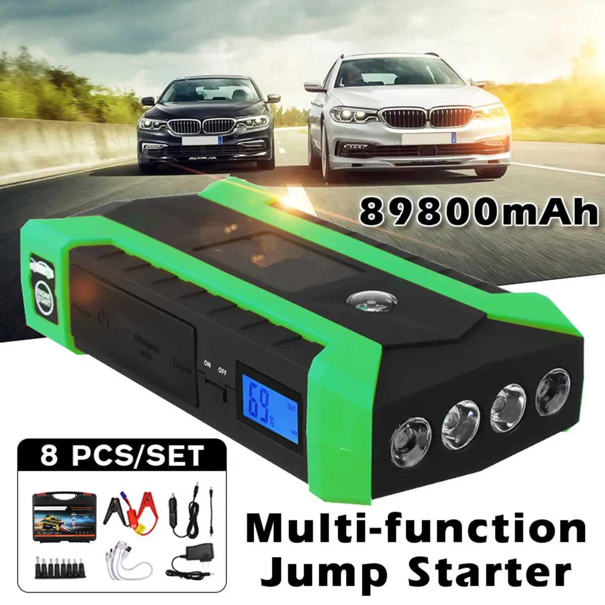 

89800mAh 600A 12V 4USB Car Jump Starter Portable Car Battery Booster Charger Booster Emergency Power Bank Starting Device