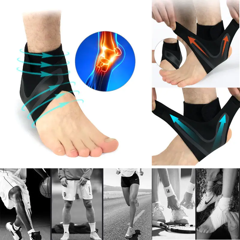 

Sports Accessories Ankle Support Black Adjustable Ankle Foot Support Elastic Brace Guard Football Basketball